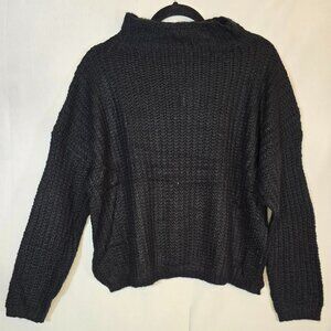 Black Loose Fitting Crochet Sweater